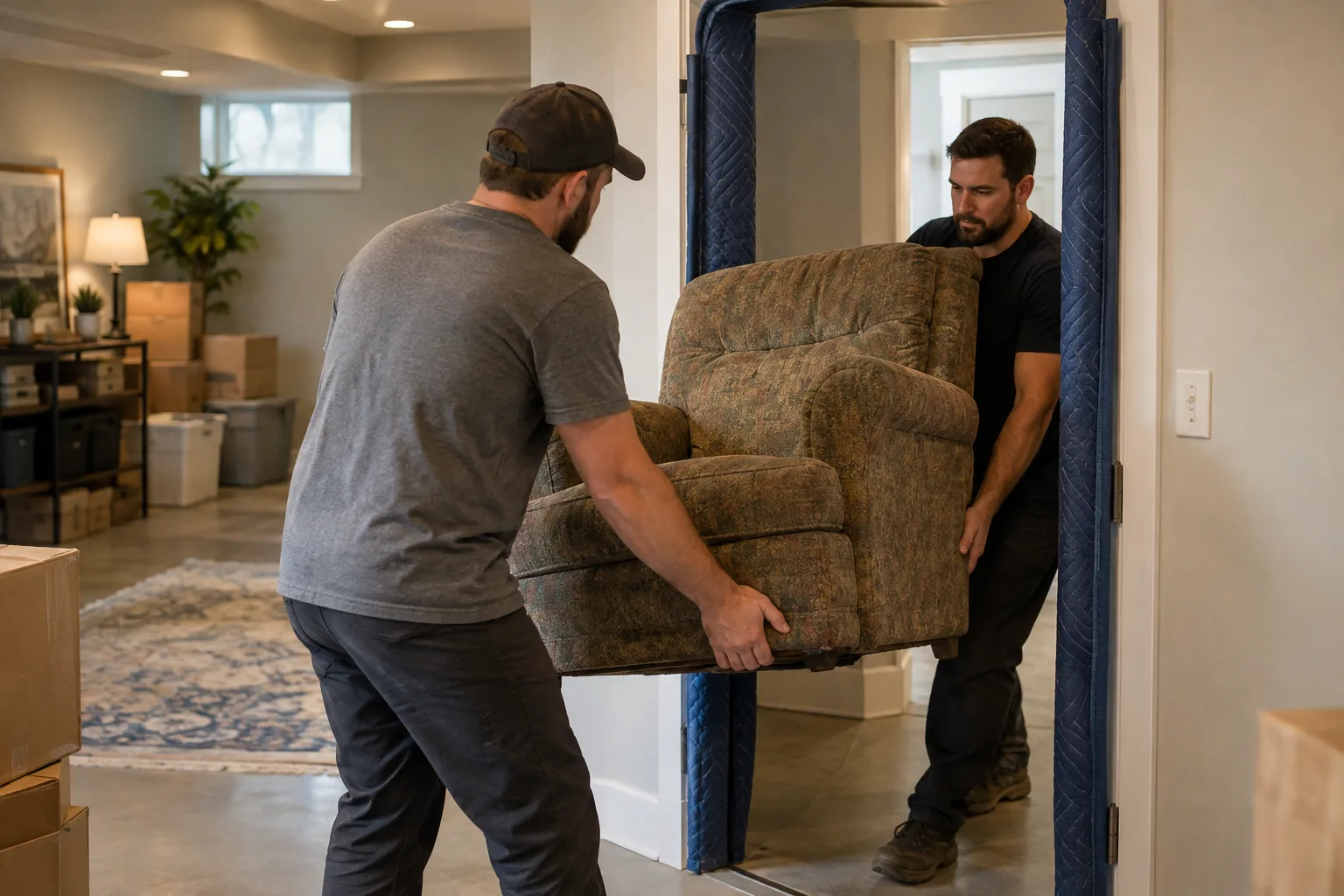 Access and loading setup for a basement cleanout